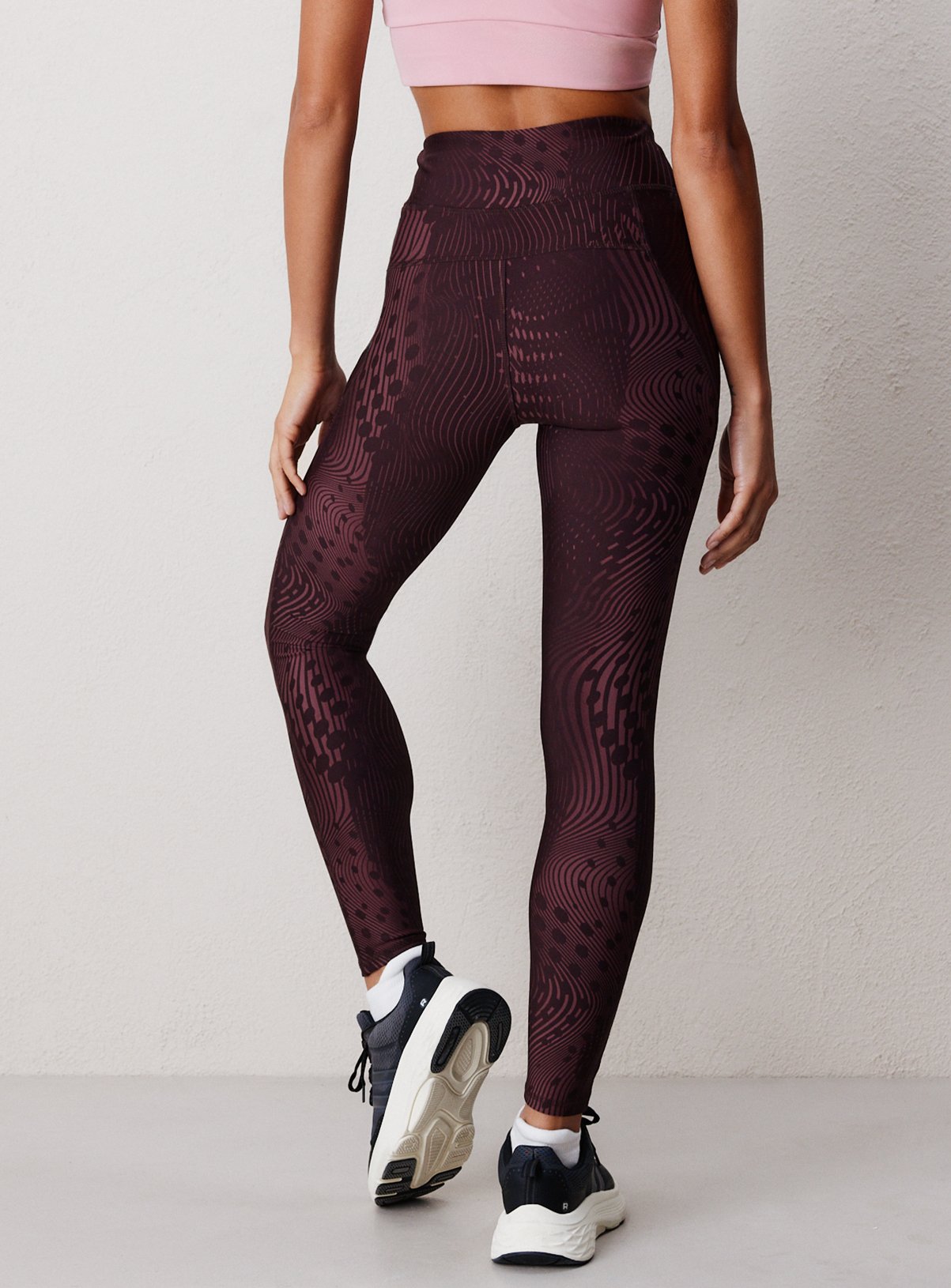 REAKTIV Dark Red Printed High Waisted Everyday Full Length Legging M - Image 4 thumbnail